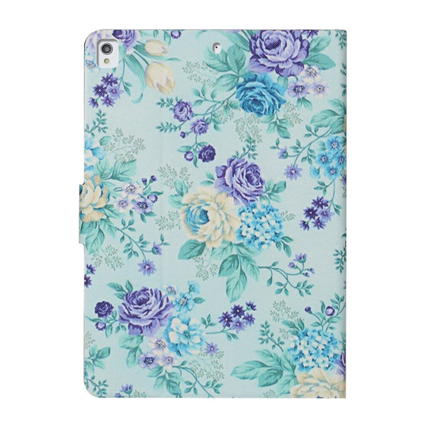 For iPad 10.2 Flower Pattern Horizontal Flip Leather Case with Card Slots & Holder(Purple Flower)