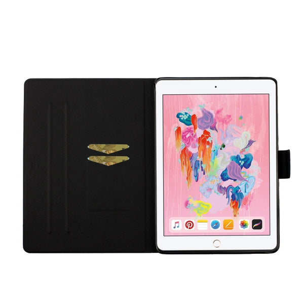 For iPad 10.2 Flower Pattern Horizontal Flip Leather Case with Card Slots & Holder(Purple Flower)
