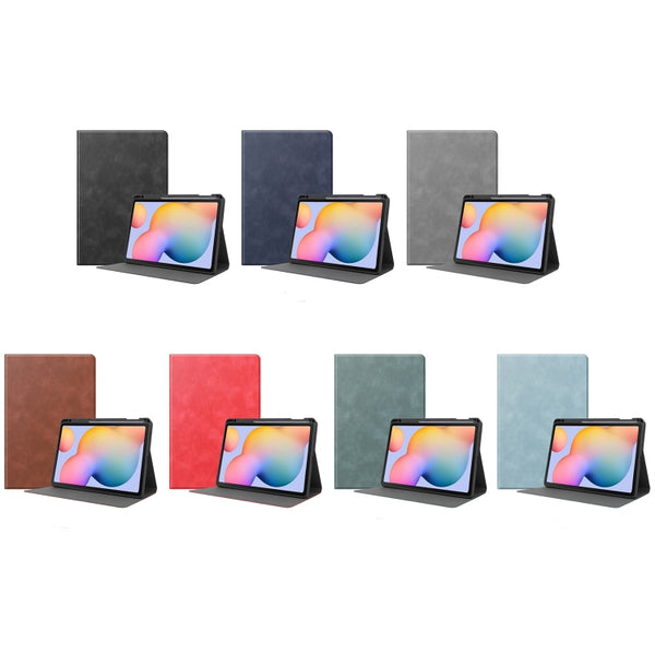For Samsung Galaxy Tab S6 Lite P610 P615 Cowhide Texture TPU Tablet Horizontal Flip Lea...(Sky Blue)