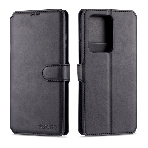 For Samsung Galaxy S20 Ultra AZNS Calf Texture Horizontal Flip Leather Case, with Holder &...(Black)