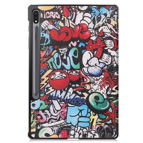 For Samsung Galaxy Tab S8 Tab S8 Plus Tab S7 FE Tab S7 Custer Painted PU Leather Case w...(Graffiti)