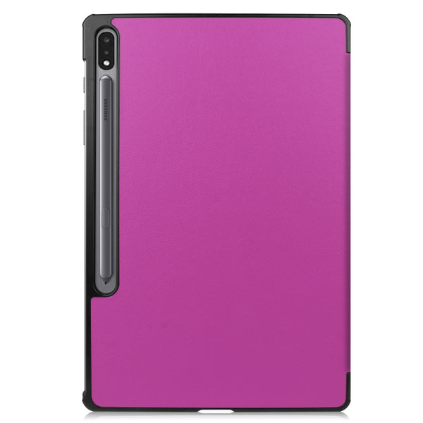 For Samsung Galaxy Tab S8 Tab S8 Plus Tab S7 FE Tab S7 Custer Texture Smart PU Leather Ca...(Purple)