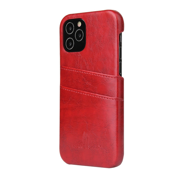 For iPhone 12 mini Fierre Shann Retro Oil Wax Texture PU Leather Case with Card Slots(Red)