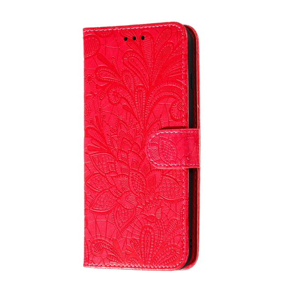 For iPhone 12 mini Lace Flower Horizontal Flip Leather Case with Holder & Card Slots & Walle...(Red)