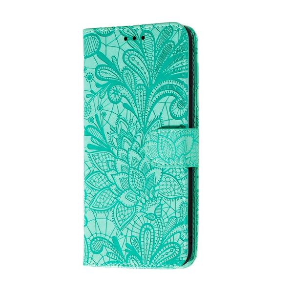 For iPhone 12 mini Lace Flower Horizontal Flip Leather Case with Holder & Card Slots & Wal...(Green)