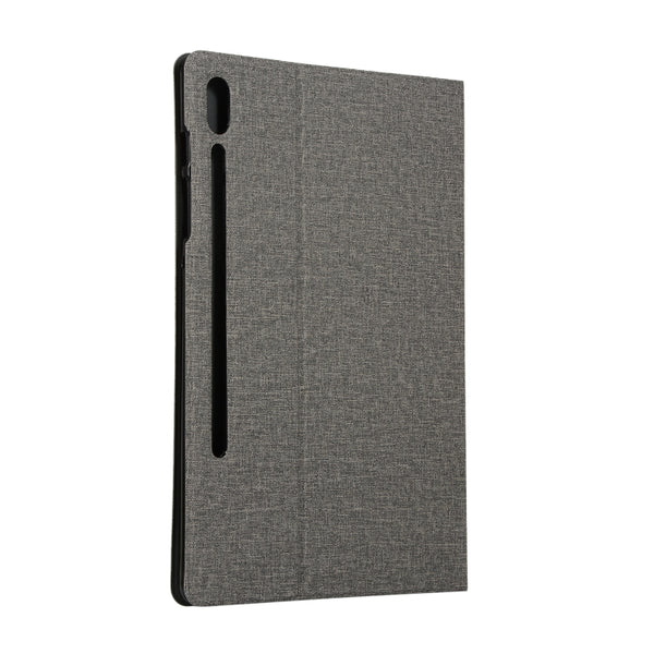 For Samsung Galaxy Tab S7 T870 2020 Tab S8 Voltage Stretch Fabric Texture Leather Case with...(Gray)
