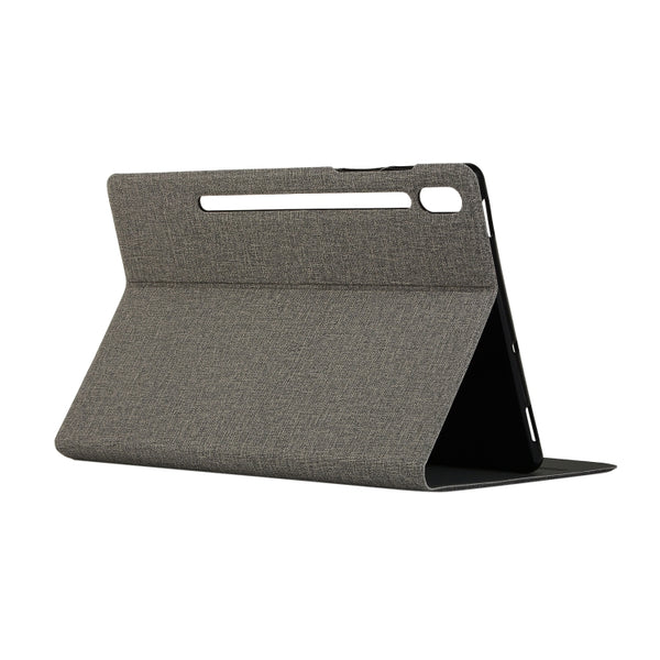 For Samsung Galaxy Tab S7 T870 2020 Tab S8 Voltage Stretch Fabric Texture Leather Case with...(Gray)