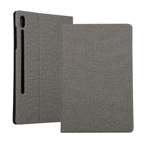 For Samsung Galaxy Tab S7 T870 2020 Tab S8 Voltage Stretch Fabric Texture Leather Case with...(Gray)