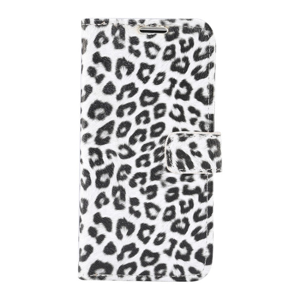 For iPhone 12 12 Pro Leopard Print Pattern Horizontal Flip Leather Case with Card Slot and...(White)