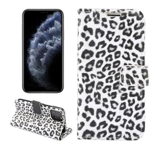 For iPhone 12 12 Pro Leopard Print Pattern Horizontal Flip Leather Case with Card Slot and...(White)