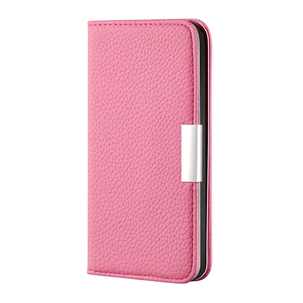 For iPhone 12 12 Pro Litchi Texture Horizontal Flip Leather Case with Holder & Card Slots(Pink)