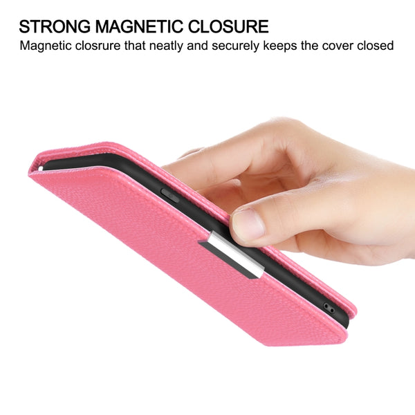 For iPhone 12 12 Pro Litchi Texture Horizontal Flip Leather Case with Holder & Card Slots(Pink)