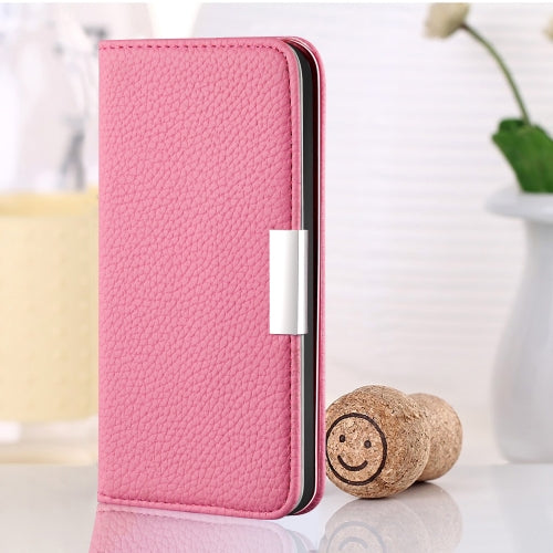 For iPhone 12 12 Pro Litchi Texture Horizontal Flip Leather Case with Holder & Card Slots(Pink)