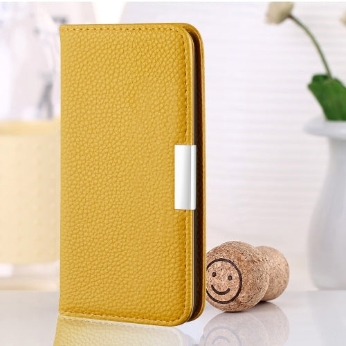 For iPhone 12 12 Pro Litchi Texture Horizontal Flip Leather Case with Holder & Card Slots(Yellow)