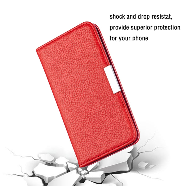 For iPhone 12 12 Pro Litchi Texture Horizontal Flip Leather Case with Holder & Card Slots(Red)