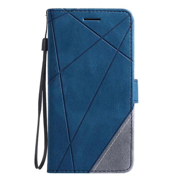 For iPhone XR Skin Feel Splicing Horizontal Flip Leather Case with Holder & Card Slots & Wa...(Blue)