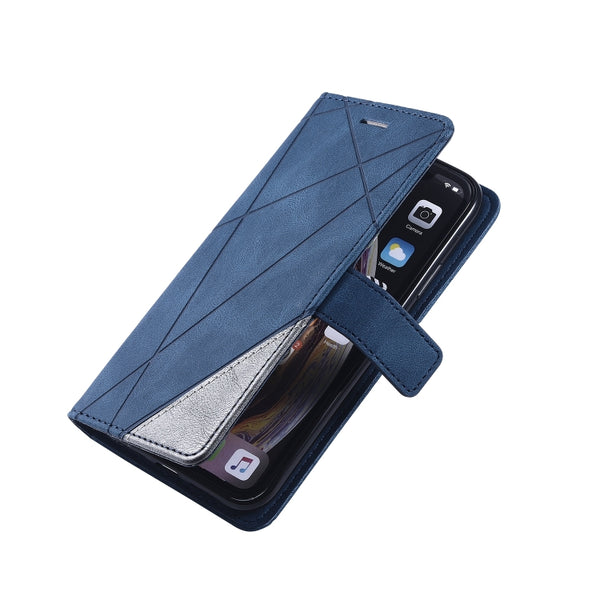 For iPhone XR Skin Feel Splicing Horizontal Flip Leather Case with Holder & Card Slots & Wa...(Blue)