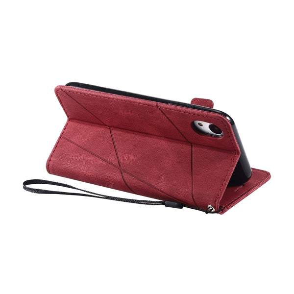 For iPhone XR Skin Feel Splicing Horizontal Flip Leather Case with Holder & Card Slots & Wal...(Red)