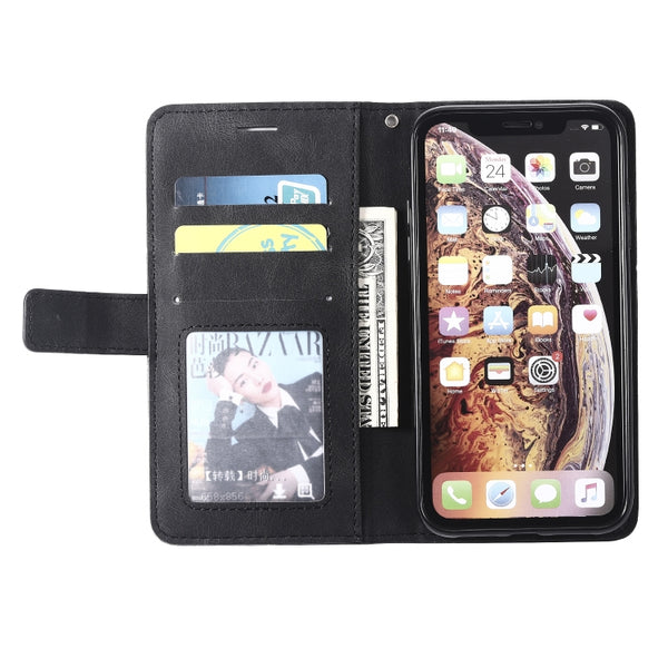 For iPhone XR Skin Feel Splicing Horizontal Flip Leather Case with Holder & Card Slots & W...(Black)