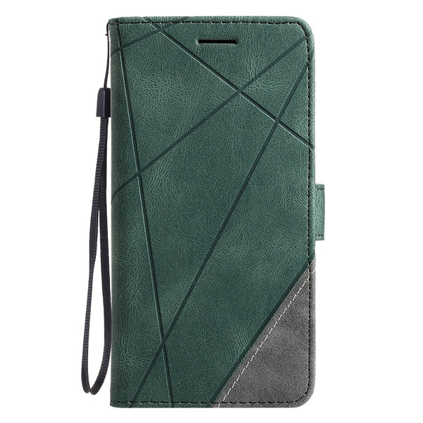 For iPhone XR Skin Feel Splicing Horizontal Flip Leather Case with Holder & Card Slots & W...(Green)