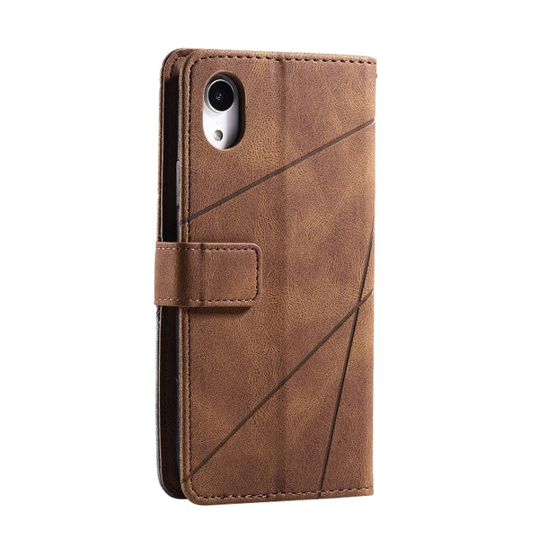 For iPhone XR Skin Feel Splicing Horizontal Flip Leather Case with Holder & Card Slots & W...(Brown)