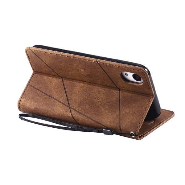 For iPhone XR Skin Feel Splicing Horizontal Flip Leather Case with Holder & Card Slots & W...(Brown)