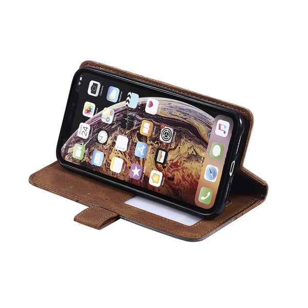 For iPhone XR Skin Feel Splicing Horizontal Flip Leather Case with Holder & Card Slots & W...(Brown)