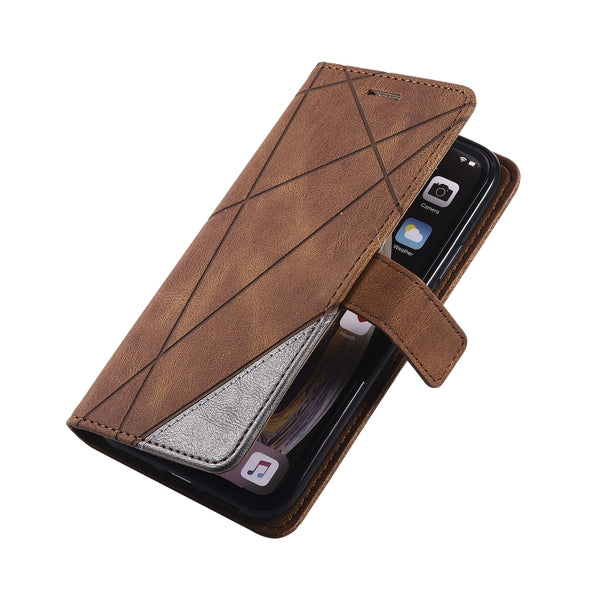 For iPhone XR Skin Feel Splicing Horizontal Flip Leather Case with Holder & Card Slots & W...(Brown)