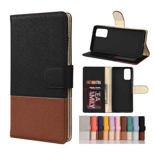 For Samsung Galaxy Note20 Color Splicing Horizontal Flip Leather Case with Holder & Card S...(Black)