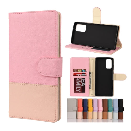For Samsung Galaxy Note20 Color Splicing Horizontal Flip Leather Case with Holder & Card Sl...(Pink)