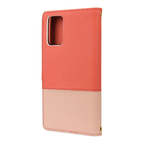 For Samsung Galaxy Note20 Color Splicing Horizontal Flip Leather Case with Holder & Card Slo...(Red)