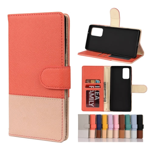 For Samsung Galaxy Note20 Color Splicing Horizontal Flip Leather Case with Holder & Card Slo...(Red)