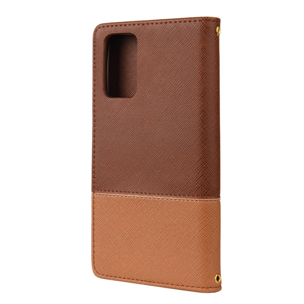 For Samsung Galaxy Note20 Color Splicing Horizontal Flip Leather Case with Holder & Card S...(Brown)