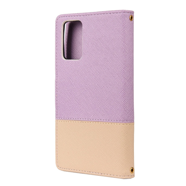 For Samsung Galaxy Note20 Color Splicing Horizontal Flip Leather Case with Holder & Card ...(Purple)