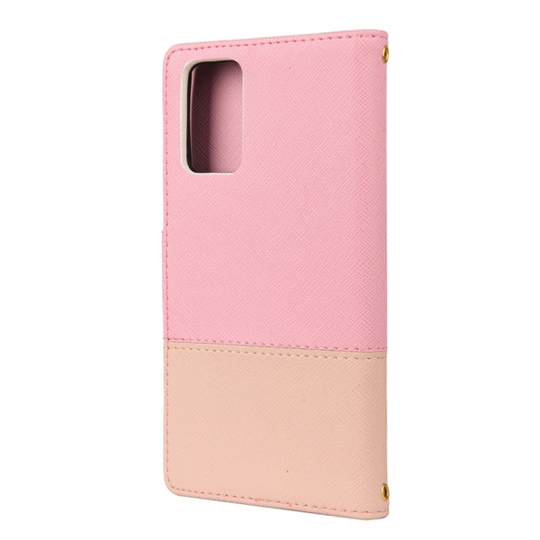 For Samsung Galaxy Note20 Ultra Color Splicing Horizontal Flip Leather Case with Holder & C...(Pink)