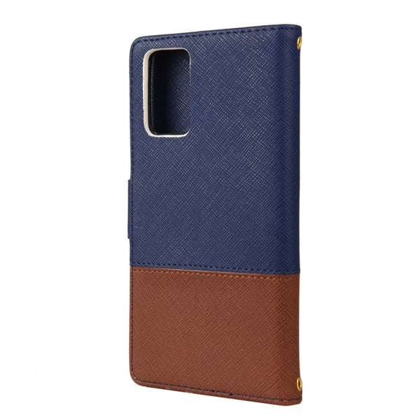 For Samsung Galaxy Note20 Ultra Color Splicing Horizontal Flip Leather Case with Holde...(Dark Blue)