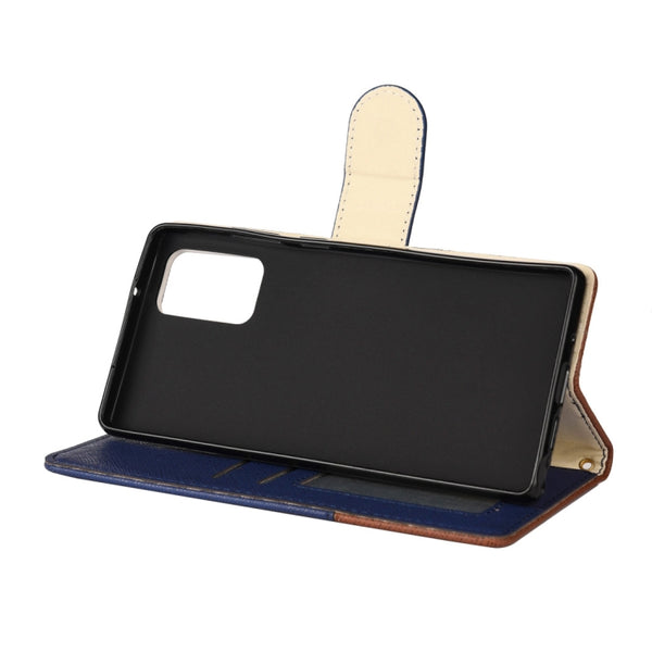 For Samsung Galaxy Note20 Ultra Color Splicing Horizontal Flip Leather Case with Holde...(Dark Blue)