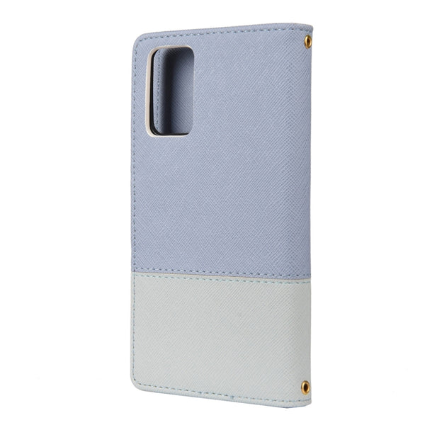 For Samsung Galaxy Note20 Ultra Color Splicing Horizontal Flip Leather Case with Hold...(Light Blue)