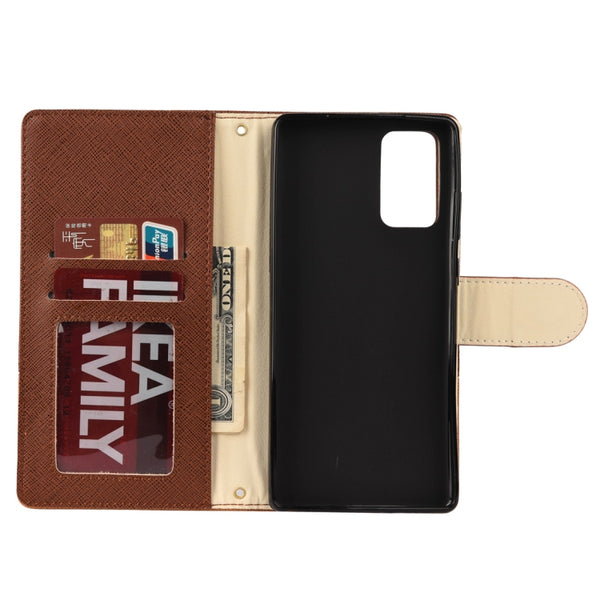 For Samsung Galaxy Note20 Ultra Color Splicing Horizontal Flip Leather Case with Holder & ...(Brown)