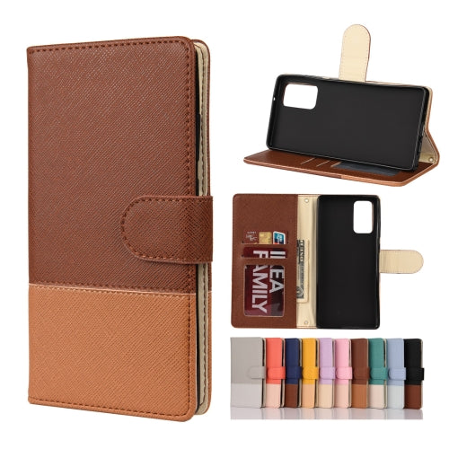 For Samsung Galaxy Note20 Ultra Color Splicing Horizontal Flip Leather Case with Holder & ...(Brown)