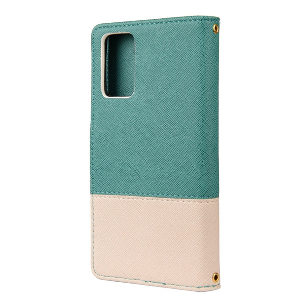 For Samsung Galaxy Note20 Ultra Color Splicing Horizontal Flip Leather Case with Holder & ...(Green)