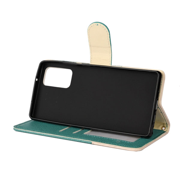 For Samsung Galaxy Note20 Ultra Color Splicing Horizontal Flip Leather Case with Holder & ...(Green)