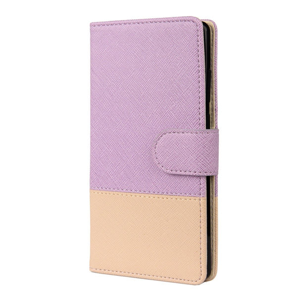 For Samsung Galaxy Note20 Ultra Color Splicing Horizontal Flip Leather Case with Holder &...(Purple)