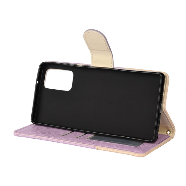 For Samsung Galaxy Note20 Ultra Color Splicing Horizontal Flip Leather Case with Holder &...(Purple)