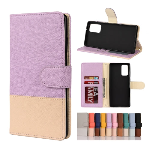 For Samsung Galaxy Note20 Ultra Color Splicing Horizontal Flip Leather Case with Holder &...(Purple)