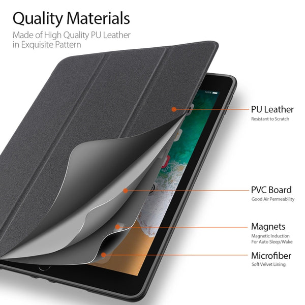 For iPad 9.7 inch(2017) 9.7 inch(2018) iPad 6 DUX DUCIS Domo Series Horizontal Flip Magnet...(Black)