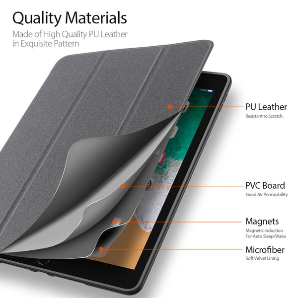 For iPad 9.7 inch(2017) 9.7 inch(2018) iPad 6 DUX DUCIS Domo Series Horizontal Flip Magneti...(Gray)