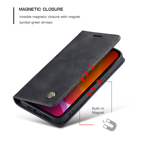 For iPhone 12 Pro Max CaseMe-013 Multifunctional Retro Frosted Horizontal Flip Leather Cas...(Black)