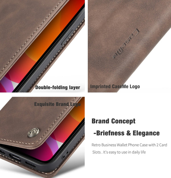 For iPhone 12 Pro Max CaseMe-013 Multifunctional Retro Frosted Horizontal Flip Leather Ca...(Coffee)