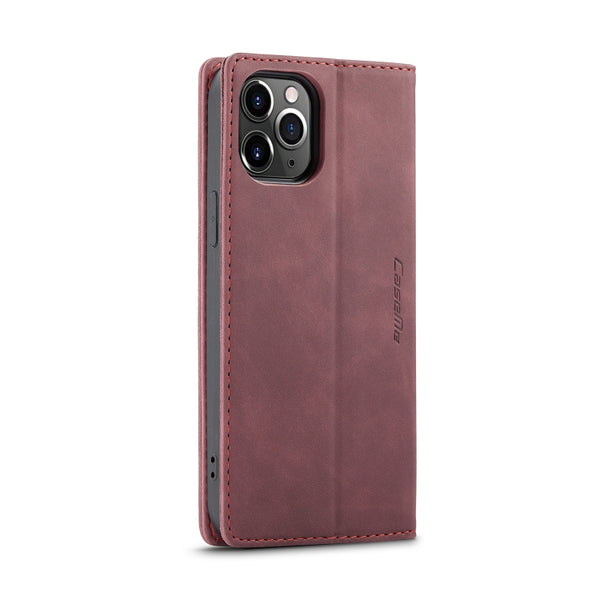 For iPhone 12 Pro Max CaseMe-013 Multifunctional Retro Frosted Horizontal Flip Leather ...(Wine Red)
